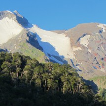 Volcan Calbuco at sunset. The ascent is on the left ridge and slope